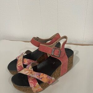 Papaya Floral Pink Wedge ankle strap Sandals
